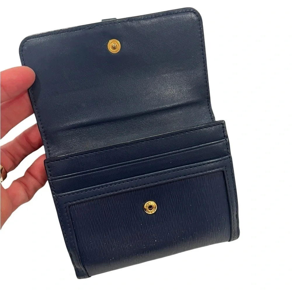 PRADA | Diagramme Leather Wallet | Navy Blue